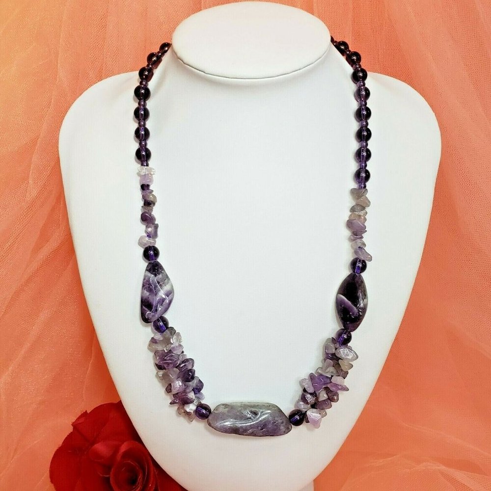 Vintage Amethyst Nugget Beaded Statement Necklace